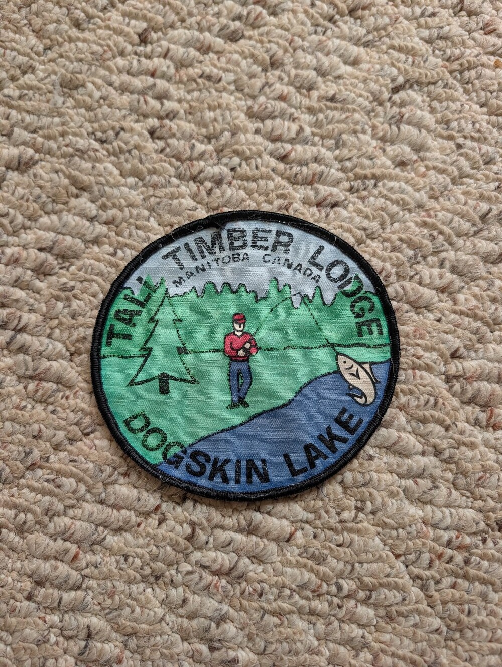 Vintage Tall Timber Lodge Patch Canada Lake Fly Fishing Retro Outdoorsman Vtg